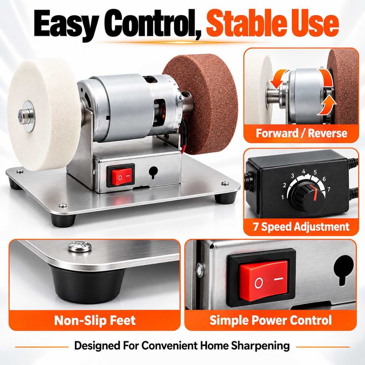 100W Mini Grinder 12-Speed 3000-6000RPM Electric Benchtop Sande