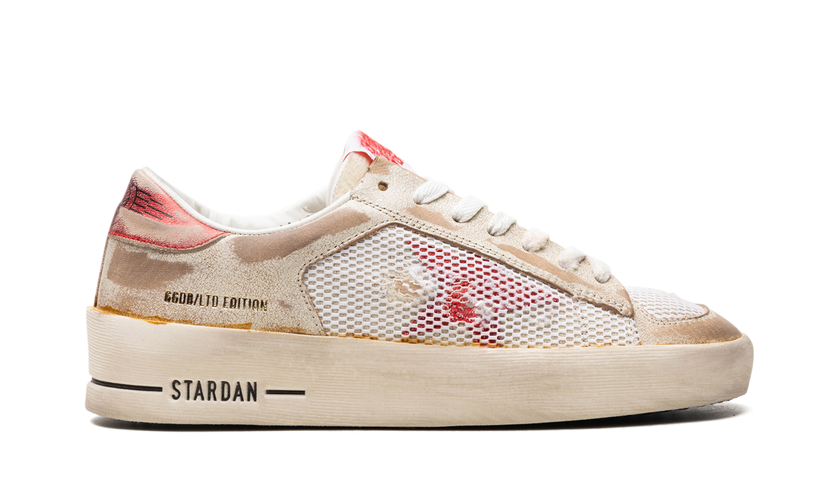 STARDAN LEATHER UPPER WITH NET LAMINATED LEATHER STAR AND HEEL LEATHER TOE "WHITE RED"