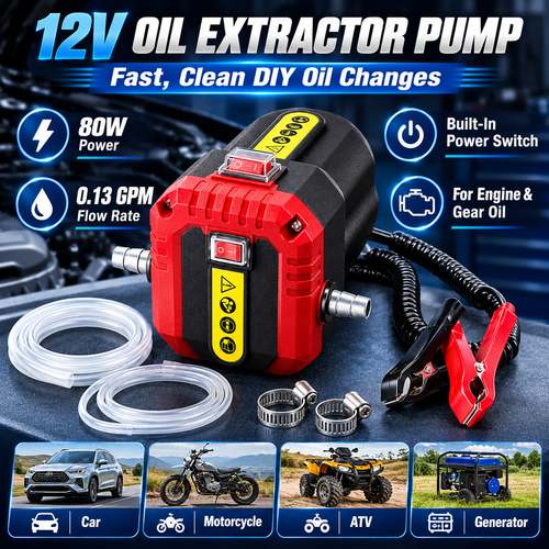 12V 80W Oil Extractor Pump, Oil Removal Transfer Suction Pump for Fluid Change