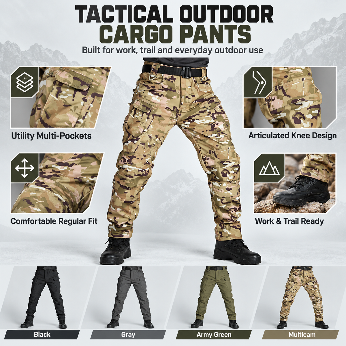 Men's Fleece-Lined Tactical Cargo Pants