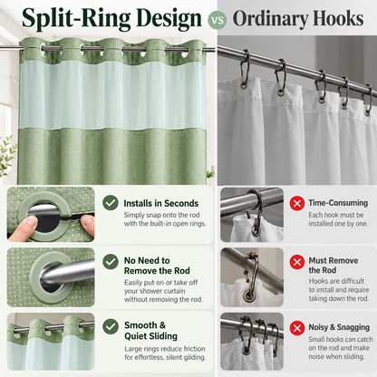 Double Layer Waffle-Pattern Shower Curtain