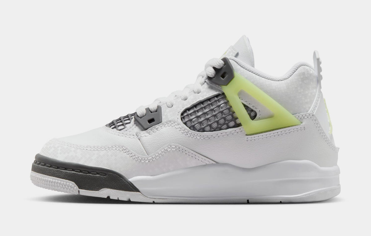 Air Jordan 4 Retro Light Lemon Twist Preschool Lifestyle Shoes (White/Light Lemon Twist/Light Graphite)