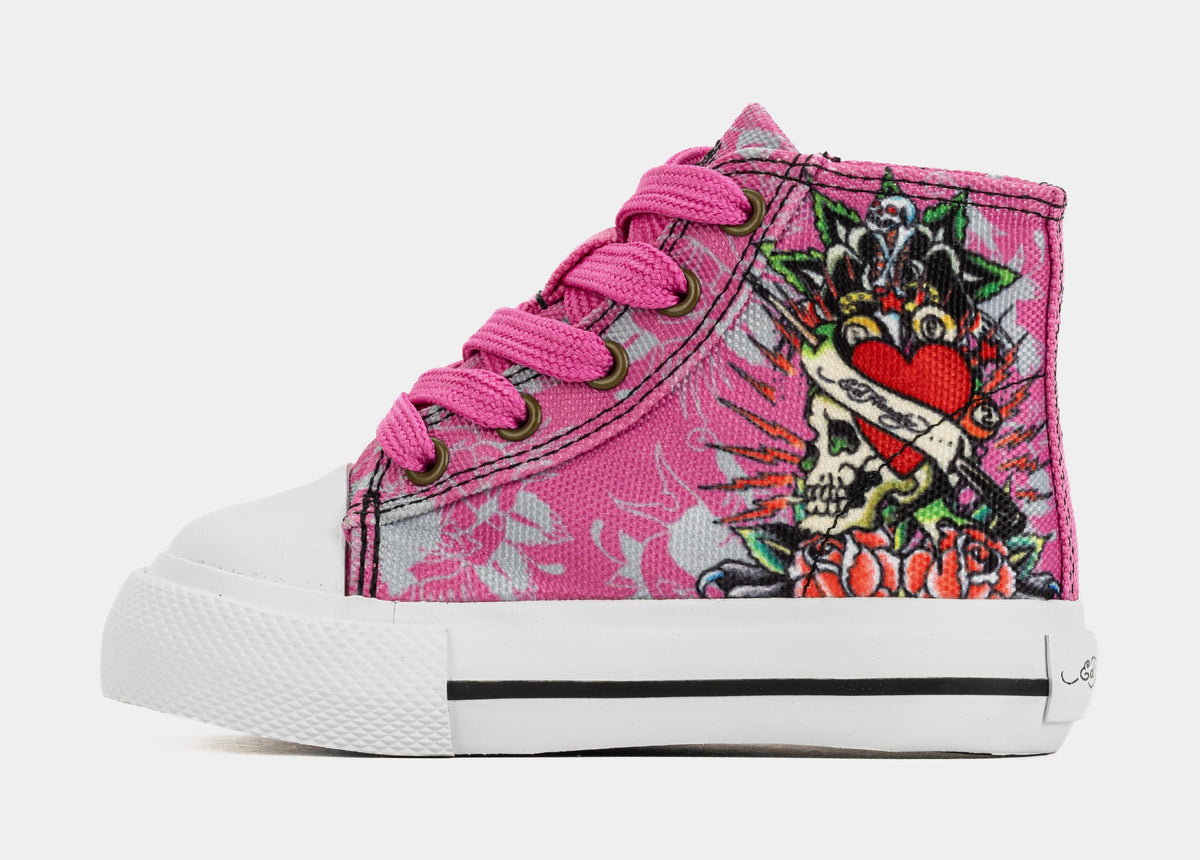 Skull High Top Infant Toddler Lifestyle Shoes (Pink/White)