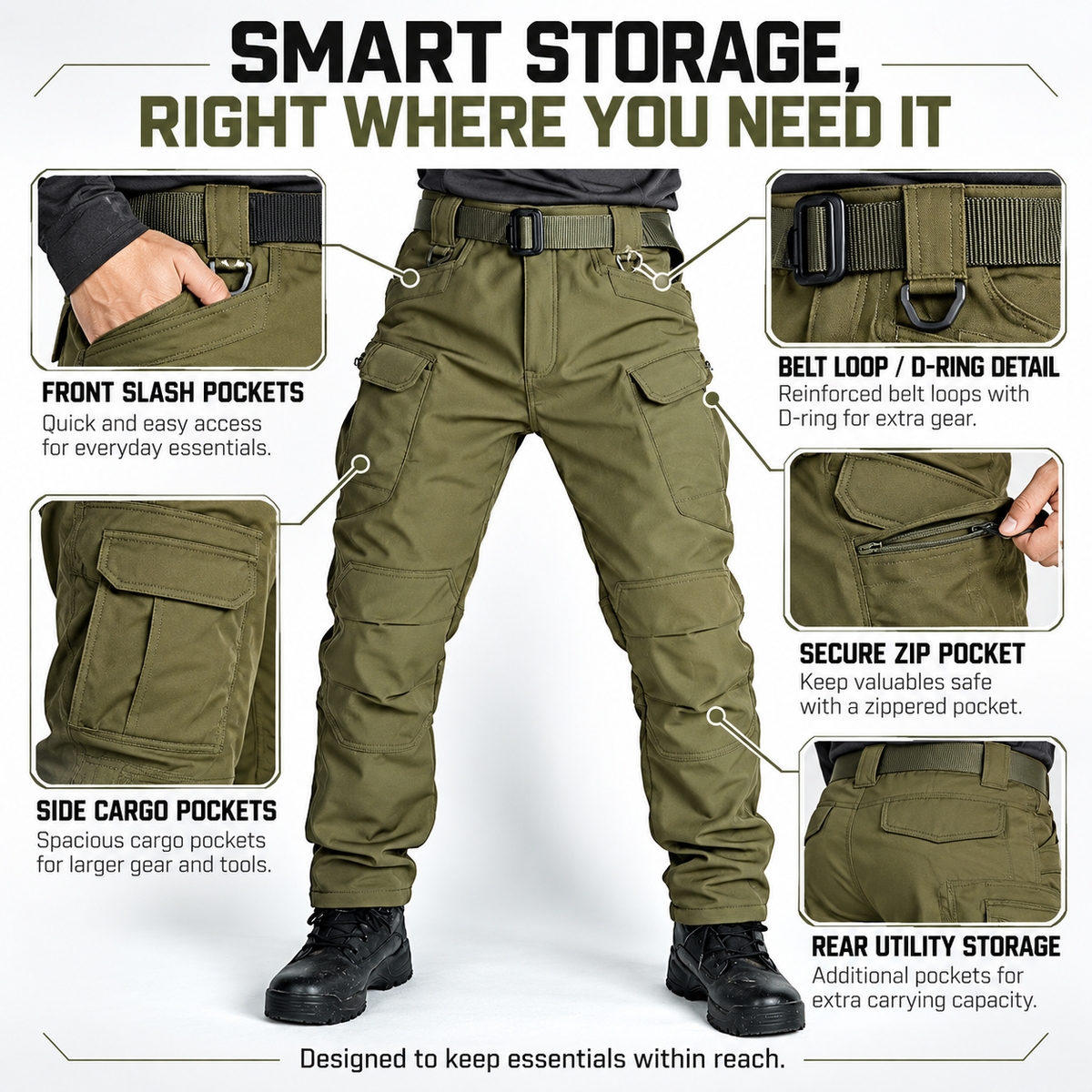 Men's Fleece-Lined Tactical Cargo Pants