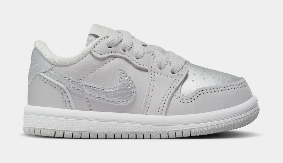 Air Jordan 1 Retro Low OG Metallic Silver Infant Toddler Lifestyle Shoes (Neutral Grey/Metallic Silver/White)