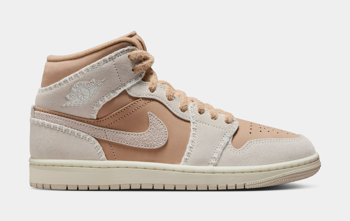 Air Jordan 1 Mid SE Hemp Womens Lifestyle Shoes (Hemp/Sail/Light Orewood Brown)