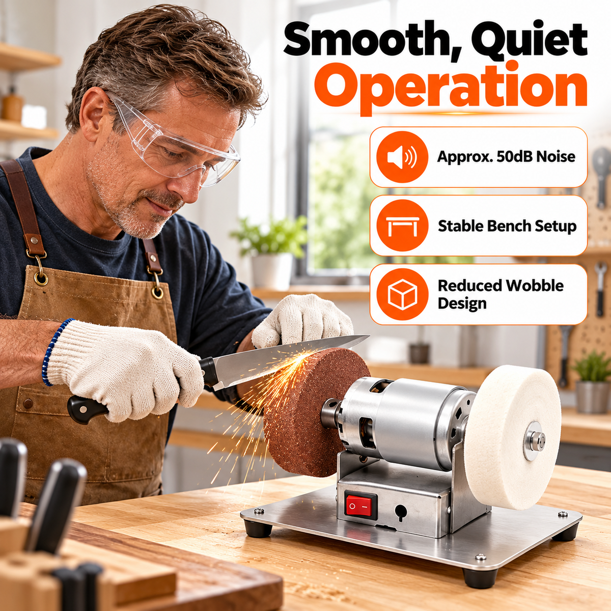 100W Mini Grinder 12-Speed 3000-6000RPM Electric Benchtop Sande