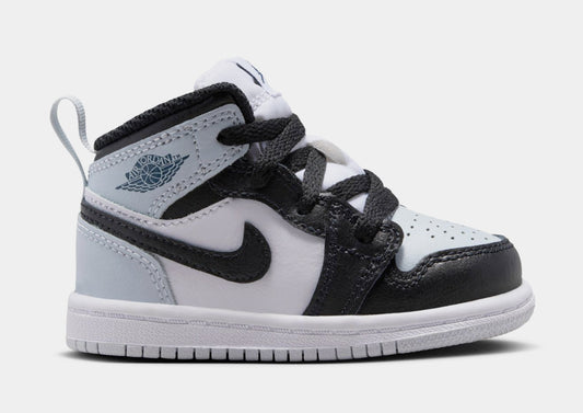 Air Jordan 1 Mid Infant Toddler Lifestyle Shoes (Black/Black/Aura/Squadron/Blue)