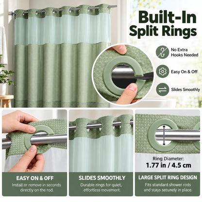 Double Layer Waffle-Pattern Shower Curtain