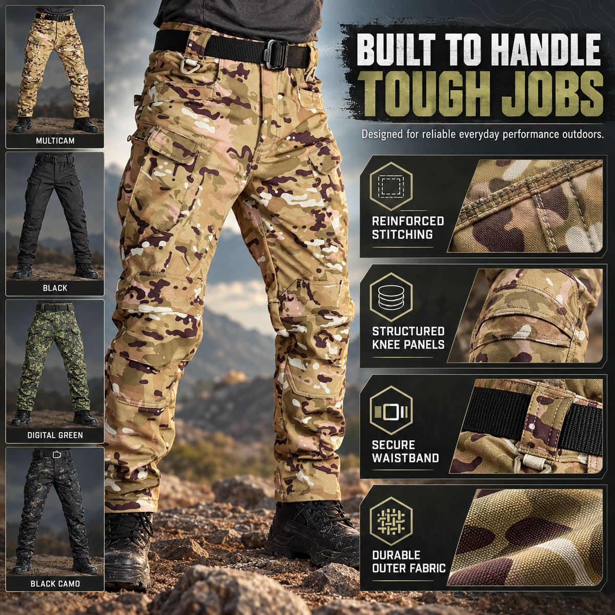 Men's Fleece-Lined Tactical Cargo Pants