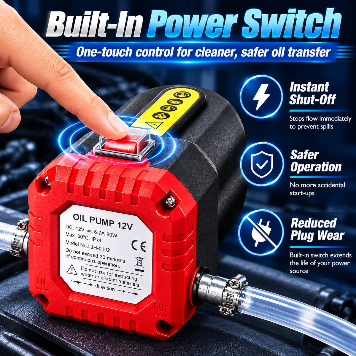 12V 80W Oil Extractor Pump, Oil Removal Transfer Suction Pump for Fluid Change