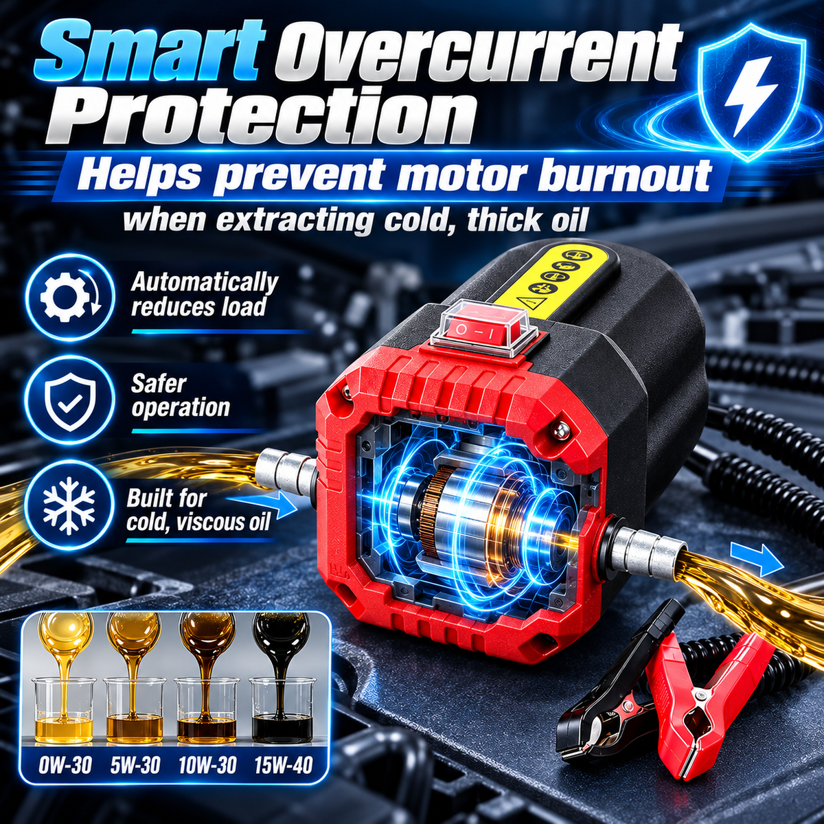 12V 80W Oil Extractor Pump, Oil Removal Transfer Suction Pump for Fluid Change
