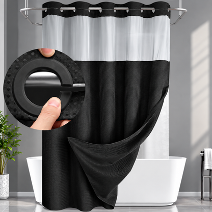 Double Layer Waffle-Pattern Shower Curtain