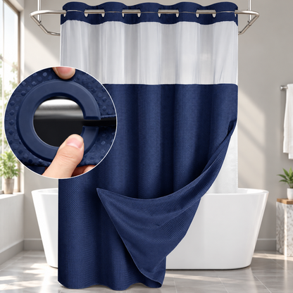 Double Layer Waffle-Pattern Shower Curtain