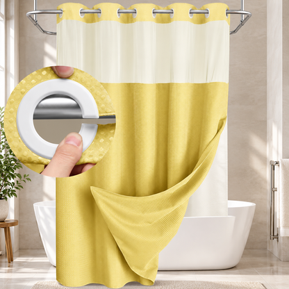 Double Layer Waffle-Pattern Shower Curtain