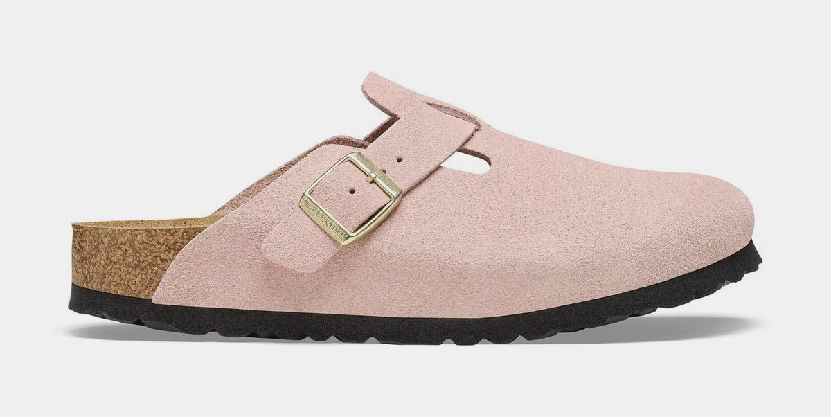 Boston Suede Leather Womens Sandals (Pink/Gold)
