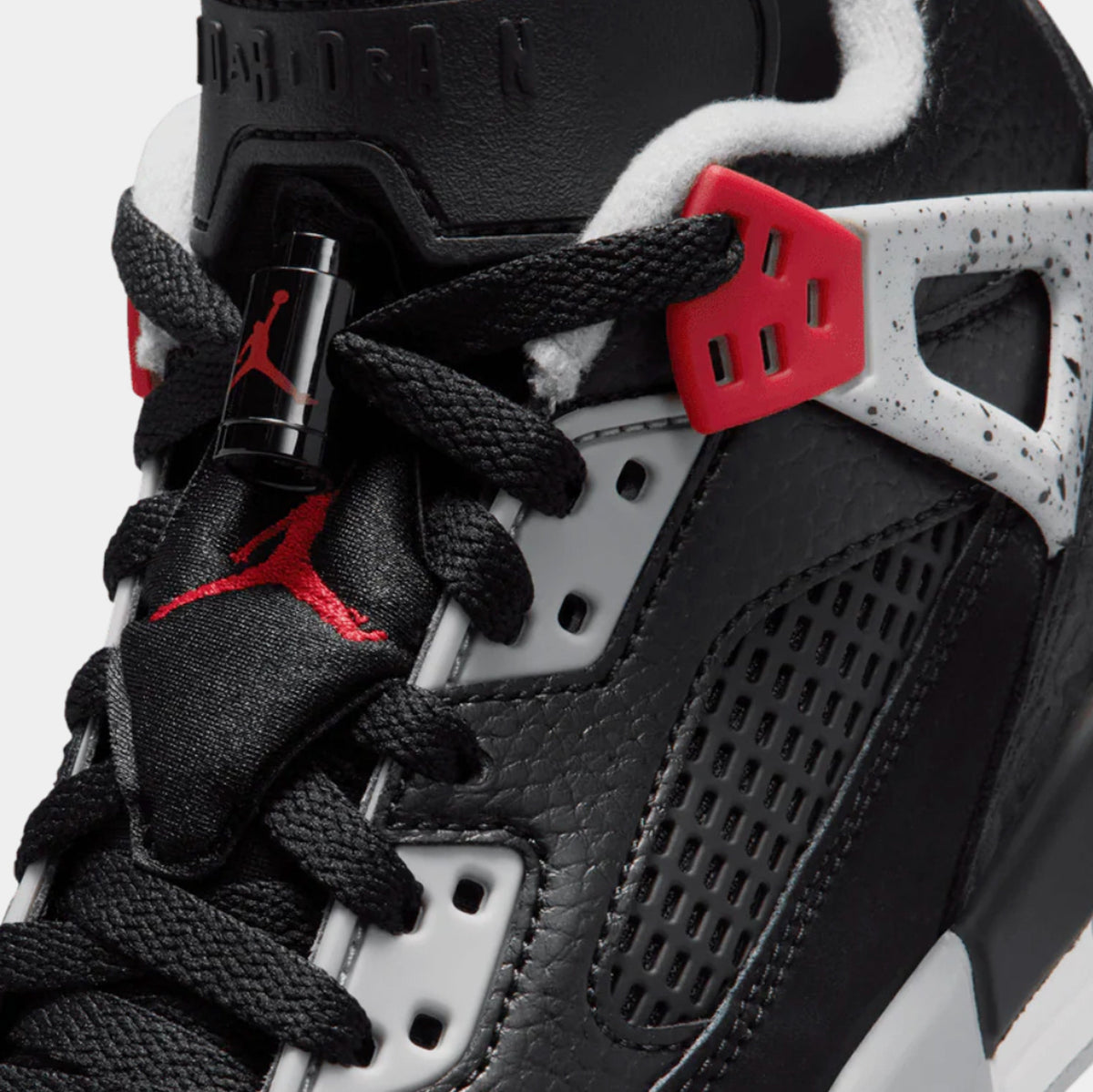Spizike Low Grade School Basketball Shoes (Black/Wolf Grey/White/Gym Red)