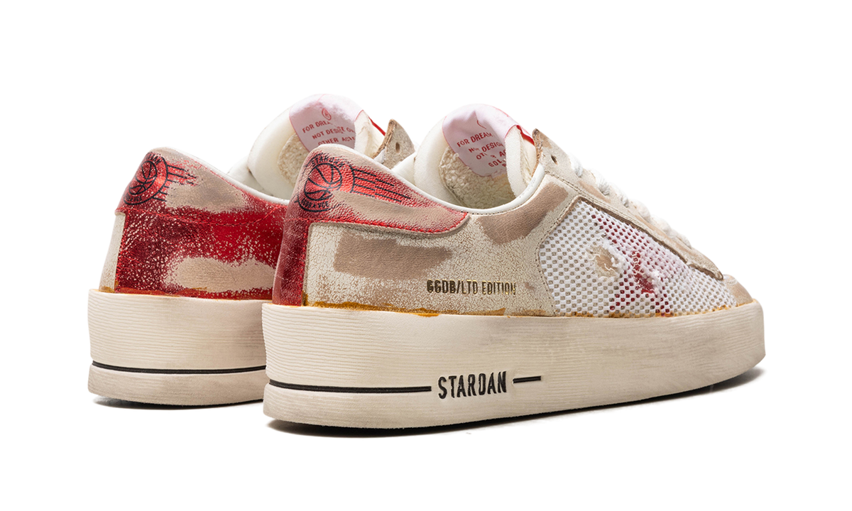 STARDAN LEATHER UPPER WITH NET LAMINATED LEATHER STAR AND HEEL LEATHER TOE "WHITE RED"
